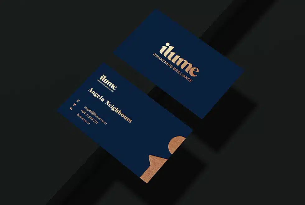 ilume branding and business card foil